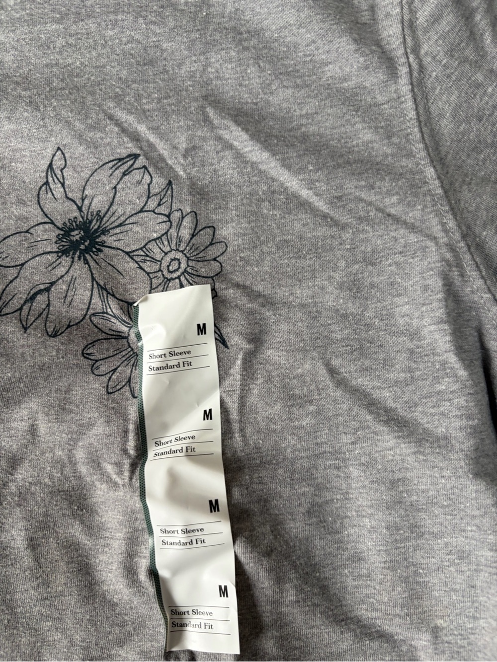 Goodfellow & Co Gray Short Sleeve Tee with Black Floral Print